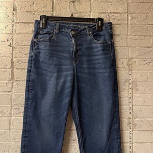 American Eagle Mom Straight Jean Dark Wash XLong 14